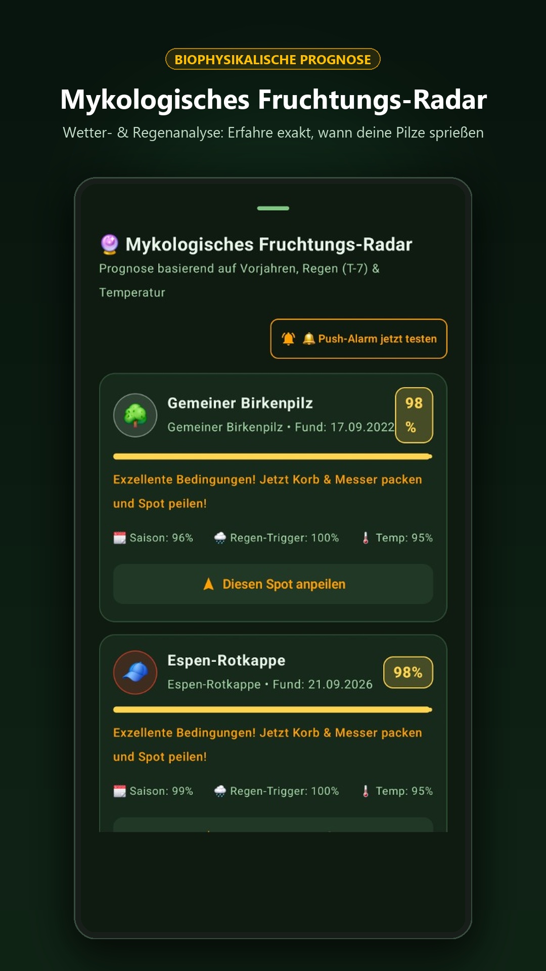 Mykologisches Fruchtungsradar Showcase